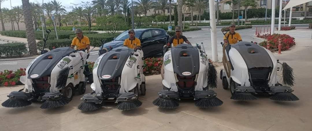FM+ ride-on sweepers and operators at Marassi, North Coast