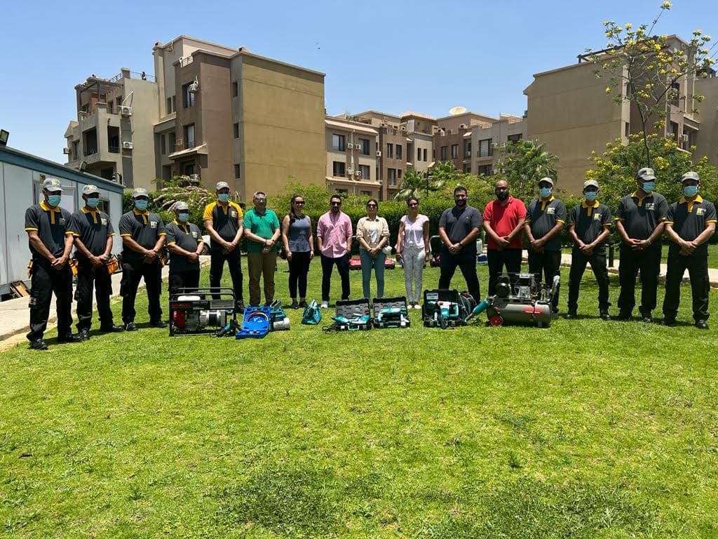 FM+ housekeeping, security and maintenance team on site with their equipment